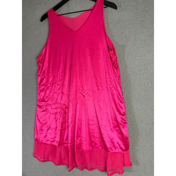 Hot Pink Sleeveless Swing Dress Women’s XL A-Line Layered‎ Hem Party Style - Picture 5 of 8